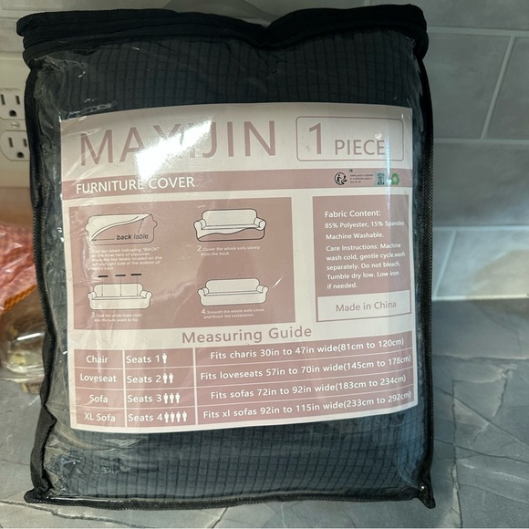 MAXIJIN Super Stretch Couch Cover for 3 Cushion Couch Black - Picture 4 of 11